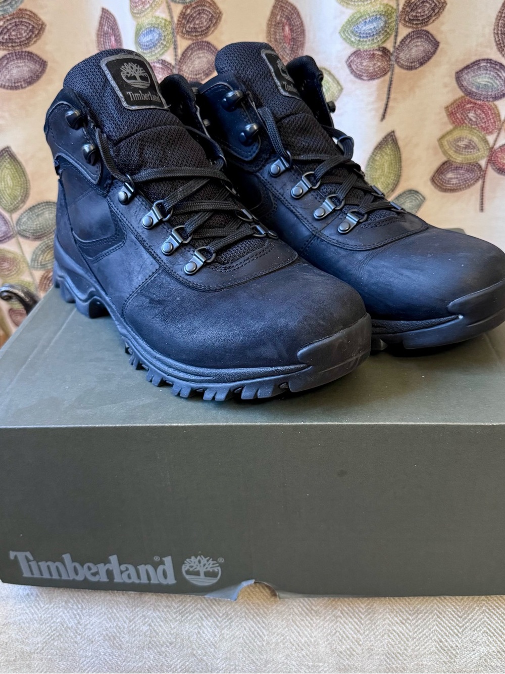 Timberland Men's Black Lace-Up Waterproof Hiking Boots